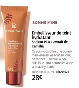 Embellisseur De Teint Hydratant Sodium Pca + Extrait De Camelia offre à 28€ sur Dr Pierre Ricaud