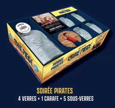 Soirée Pirates 4 Verres +1 Carafe + 5 Sous-verres