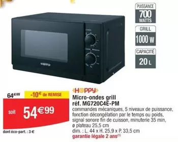 Signal - Micro-ondes Grill Mg720cae-pm offre à 54,99€ sur Cora