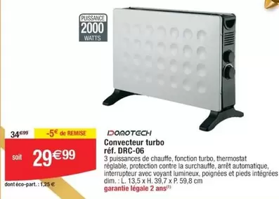 Dim - Convecteur Turbo Ref. Drc-06 offre à 29,99€ sur Cora