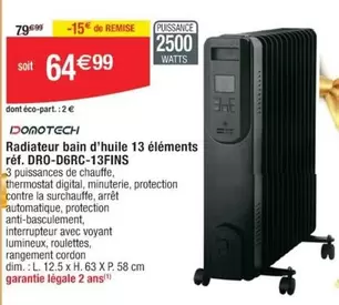 Dim - Radiateur Bain D'huile 13 Éléments Réf. Dro-d6rc- 13fins offre à 64,99€ sur Cora