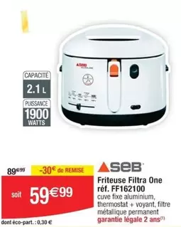 Seb - Friteuse Filtra One Réf. Ff162100 offre à 59,99€ sur Cora