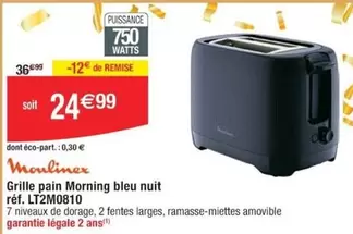 Moulinex - Grille Pain Morning Bleu Nuit Lt2n0810 offre à 24,99€ sur Cora