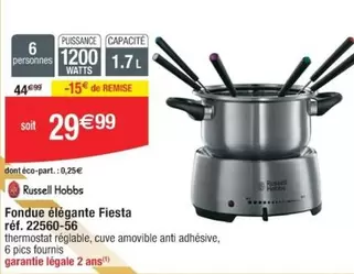 Russell Hobbs - Fondue Elégante Fiesta Réf. 22560-56 offre à 29,99€ sur Cora