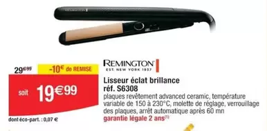 Remington - Lisseur Éclat Brillance Réf. S6308 offre à 19,99€ sur Cora