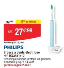 Philips - Brosse À Dents Électrique Hx3651/12 offre à 27,99€ sur Cora