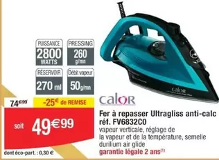 Calor - Fer À Repasser Ultragliss Anti-calc Réf. Fv6832c0 offre à 49,99€ sur Cora