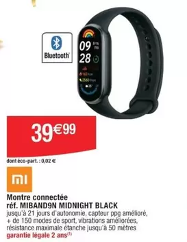 Montre Connectée Mibond9n Midnight Black offre à 39,99€ sur Cora