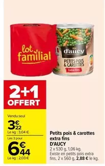 D'aucy - Petits Pois & Carottes Extra Fins offre à 3,22€ sur Carrefour