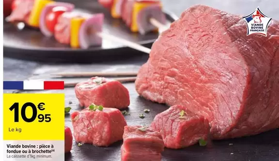 viande bovine: pièce à fondue ou à brochette