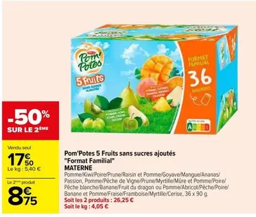 Materne Pom'potes 5 Fruits Sans Sucres Ajoutés - Format Familial Promo