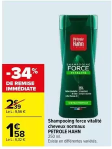 Petrole Hahn - Shampooing Force Vitalité pour Cheveux Normaux : Soin revitalisant et énergisant