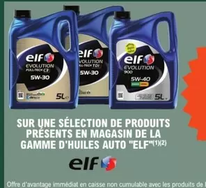 Elf - Sur Une Sélection De Produits Présents En Magasin De La Gamme D'Huiles Auto offre sur E.Leclerc L'Auto