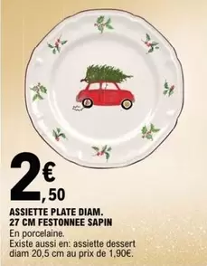 Assiette Plate Diam. 27 Cm Festonnée Sapin