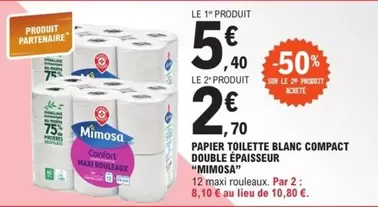 Mimosa - Papier Toilette Blanc Compact Double Épaisseur : Confort et qualité pour votre salle de bain