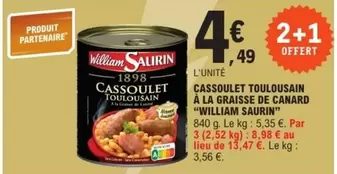 William Saurin - Cassoulet Toulousain à la Graisse de Canard : un délice authentique en promo