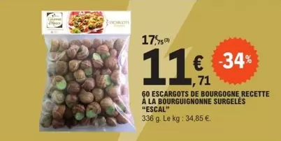 Escal - Go Escargots de Bourgogne à la Bourguignonne Surgelés - Délicieux et pratiques