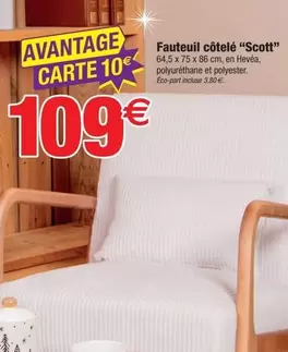 Fauteuil Côtelé "Scott" offre à 109€ sur Bazarland