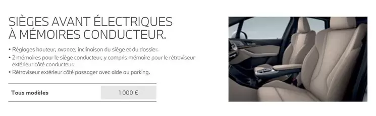 Sièges Avant Électriques À Mémoires Conducteur offre à 1000€ sur BMW