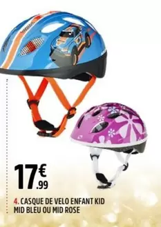 Casque De Velo Enfant Kid Mid Bleu Ou Mid Rose offre à 17,99€ sur Intersport