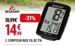 Sigma - Compteur Avec Fil Bc 716 offre à 14,99€ sur Intersport