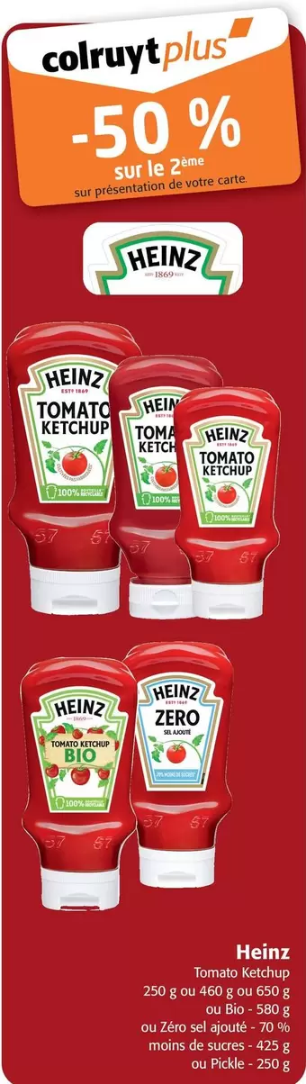 Heinz - Tomato Ketchup  offre sur Colruyt