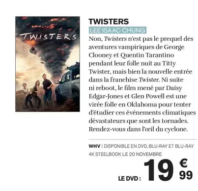 Twisters offre à 19,99€ sur Carrefour Drive