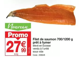 Filet De Saumon 700/1200 G Prêt À Fumer offre à 27,99€ sur Promocash