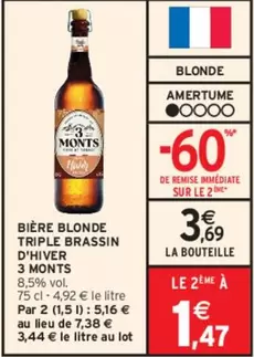 3 Monts - Bière Blonde Triple Brassin D'hiver offre à 3,69€ sur Intermarché Contact