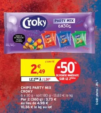 Croky - Chips Party Mix offre à 2,49€ sur Intermarché Contact