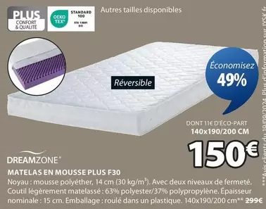 Dreamzone - Matelas En Mousse Plus F30 offre à 150€ sur JYSK