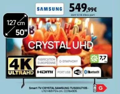 Samsung - Smart Tv Crystal TU50DU7105 offre à 549,99€ sur Darty