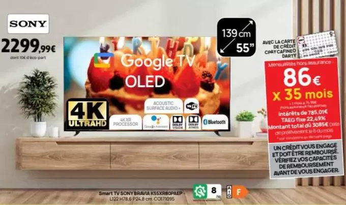 Sony - Leche-Light Easy Make Tv Oled offre à 2299,99€ sur Darty