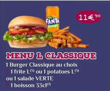 Fanta - Menu L Classique offre à 11,9€ sur Mythic Burger