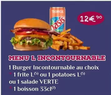 Verte - Menu L Incontournable 1 Burger Incontournable Au Choix 1 Frite Ou 1 Patatees L Ou 1 Salade offre à 12,9€ sur Mythic Burger