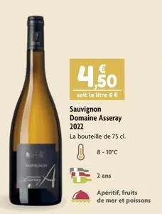 Domaine Asseray - Sauvignon 2022 offre à 4,5€ sur Point Vert