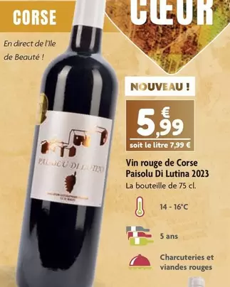 Paisou Di Lutin - Vin Rouge De Corse offre à 5,99€ sur Point Vert