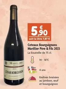 Mariller Père & Fils 2023 - Coteaux Bourguignons offre à 5,9€ sur Point Vert