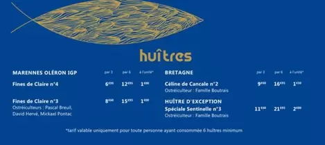 Huîtres offre sur La Criée