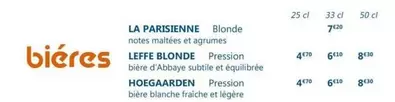 La Parisienne - bière blonde offre sur La Criée