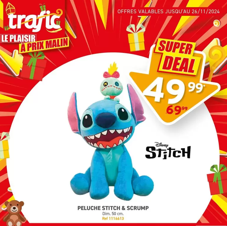 Stitch - Peluche  & Scrump offre à 49,99€ sur Trafic