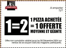 1 Pizza Achetee Moyenne Et Géante offre sur La Boîte à Pizza