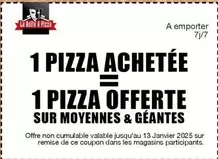 1 Pizza Achetée 1 Pizza Offerte Sur Moyennes & Géantes offre sur La Boîte à Pizza