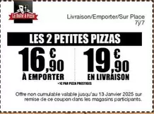 Livraison offre à 19,9€ sur La Boîte à Pizza