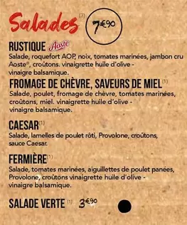 Aoste - Salades offre sur La Boîte à Pizza