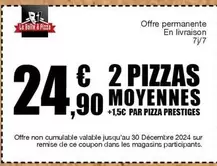 2 Pizzas Moyennes offre à 24,9€ sur La Boîte à Pizza