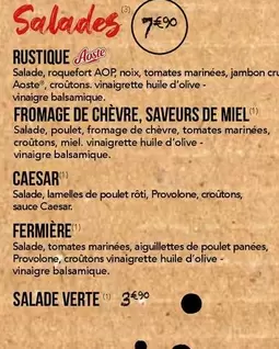 Aoste - Salades offre sur La Boîte à Pizza