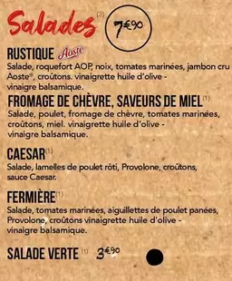 Aoste - Salades offre sur La Boîte à Pizza