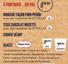 Nutella - Glace offre sur La Boîte à Pizza