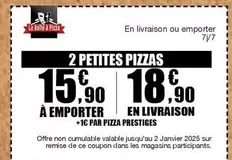 Pizza offre sur La Boîte à Pizza